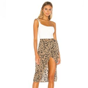 XXS Lovers + Friends leopard print midi skirt